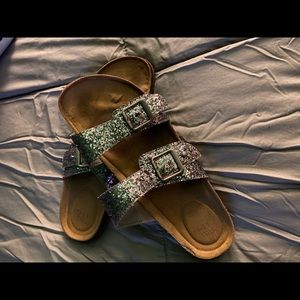 Silver glittery sandals